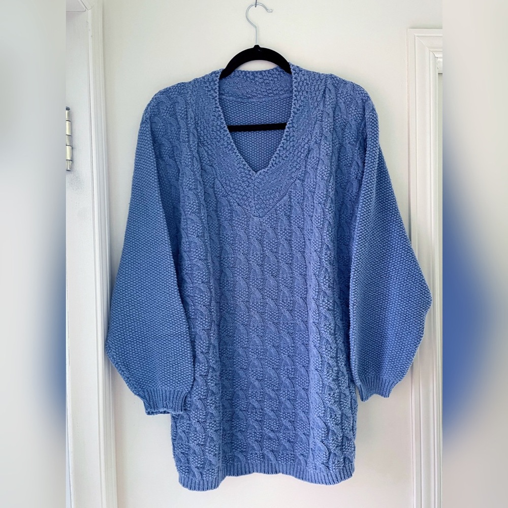Vintage Periwinkle Cable Knit Sweater